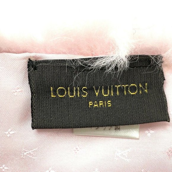 LOUIS VUITTON M70272 LV logo Écharpes Tippet fur Scarf silk / Rex Rabbit pink - Picture 2 of 10